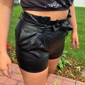 Leather high waisted shorts